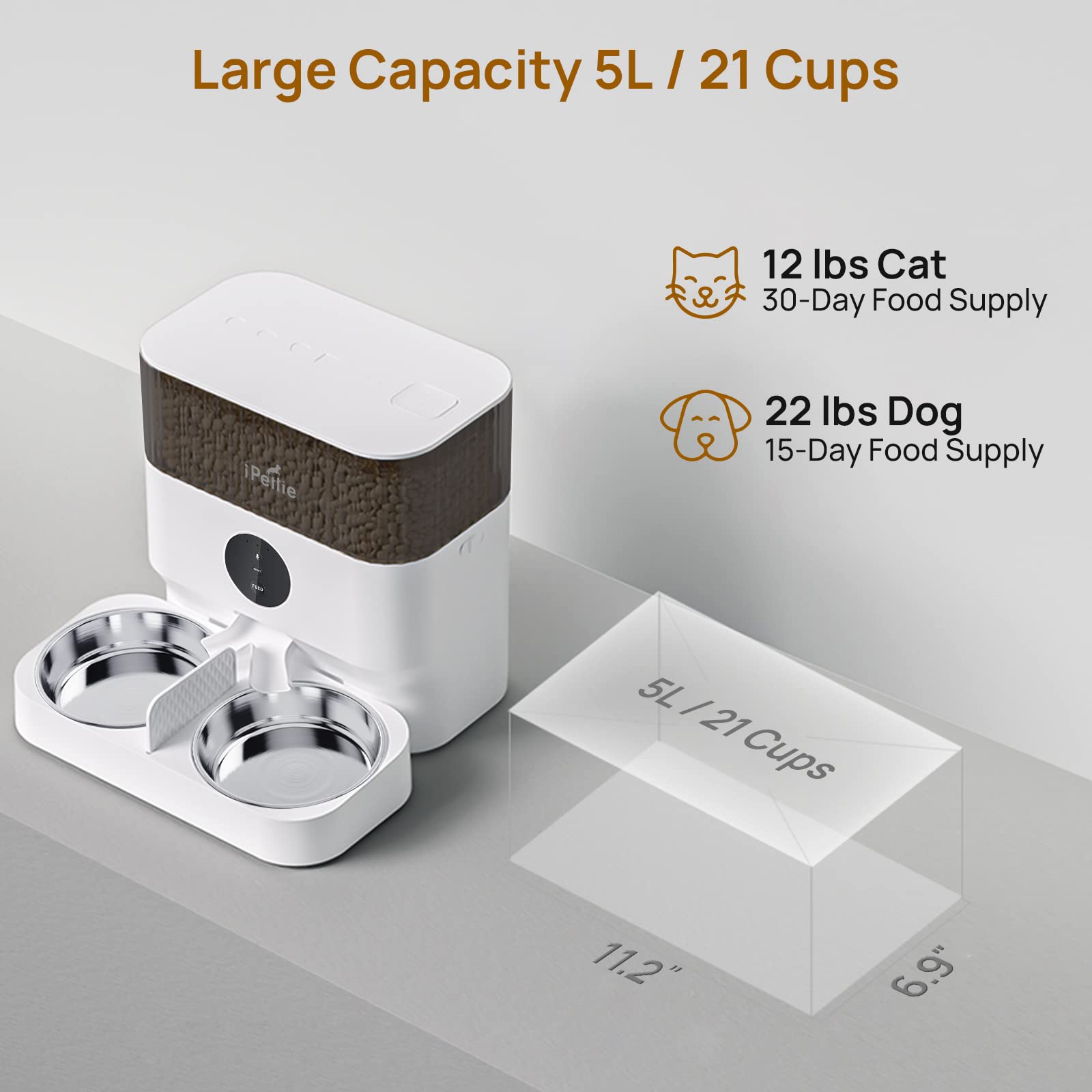iPettie feeder with dual bowls and splitter setup for two-pet dining