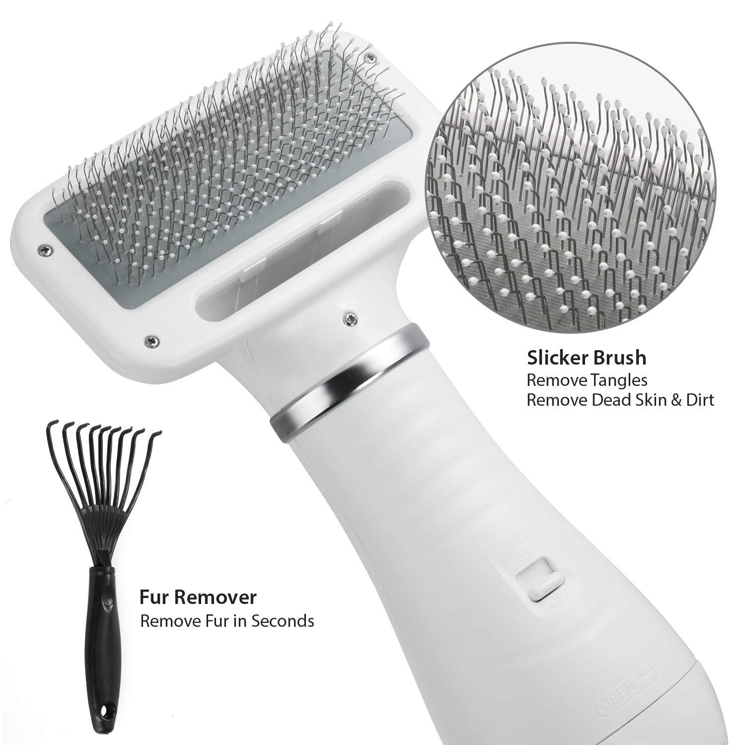 iPettie pet grooming dryer with two heat settings for gentle grooming