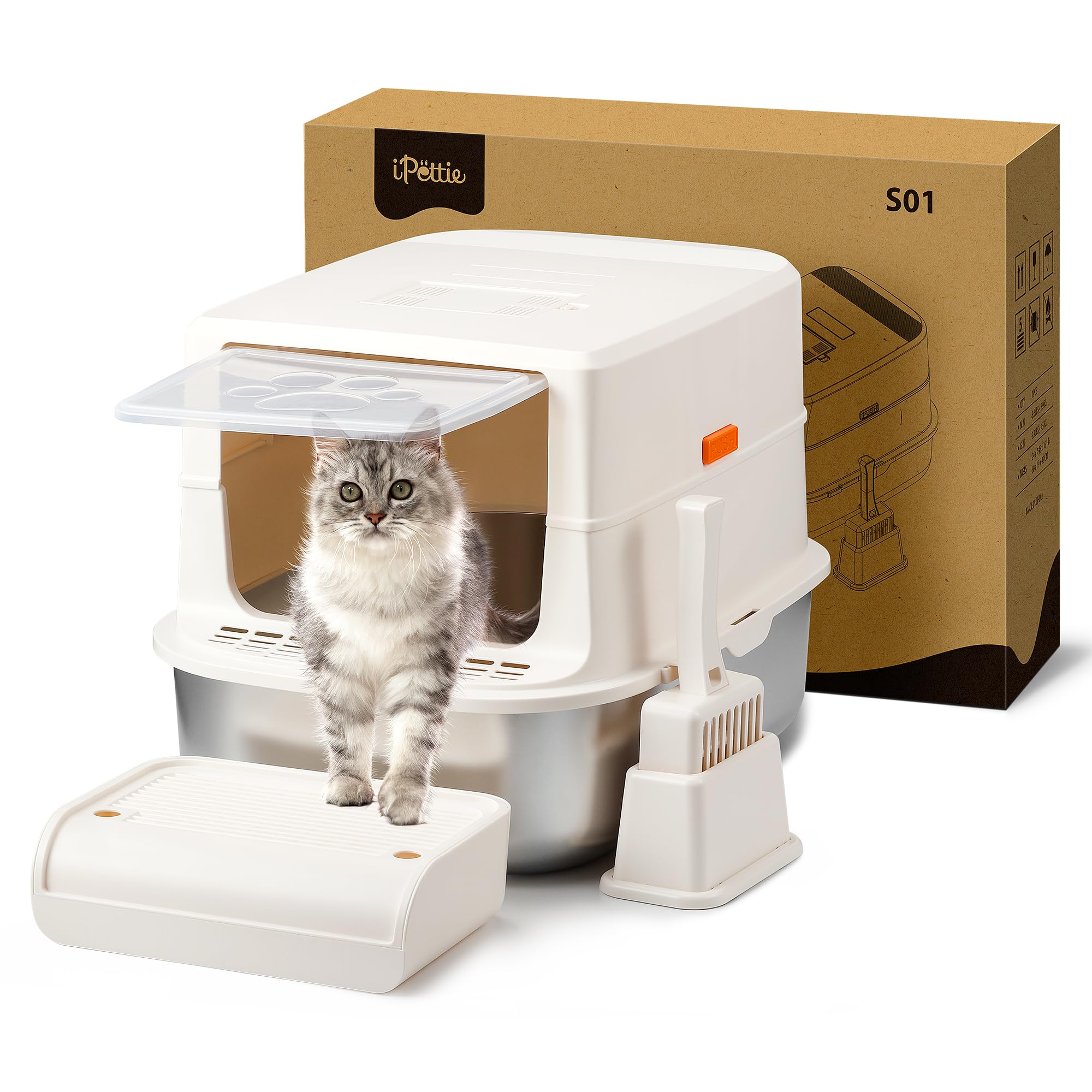 iPettie S01 open-lid design enables easy access for quick litter checks.