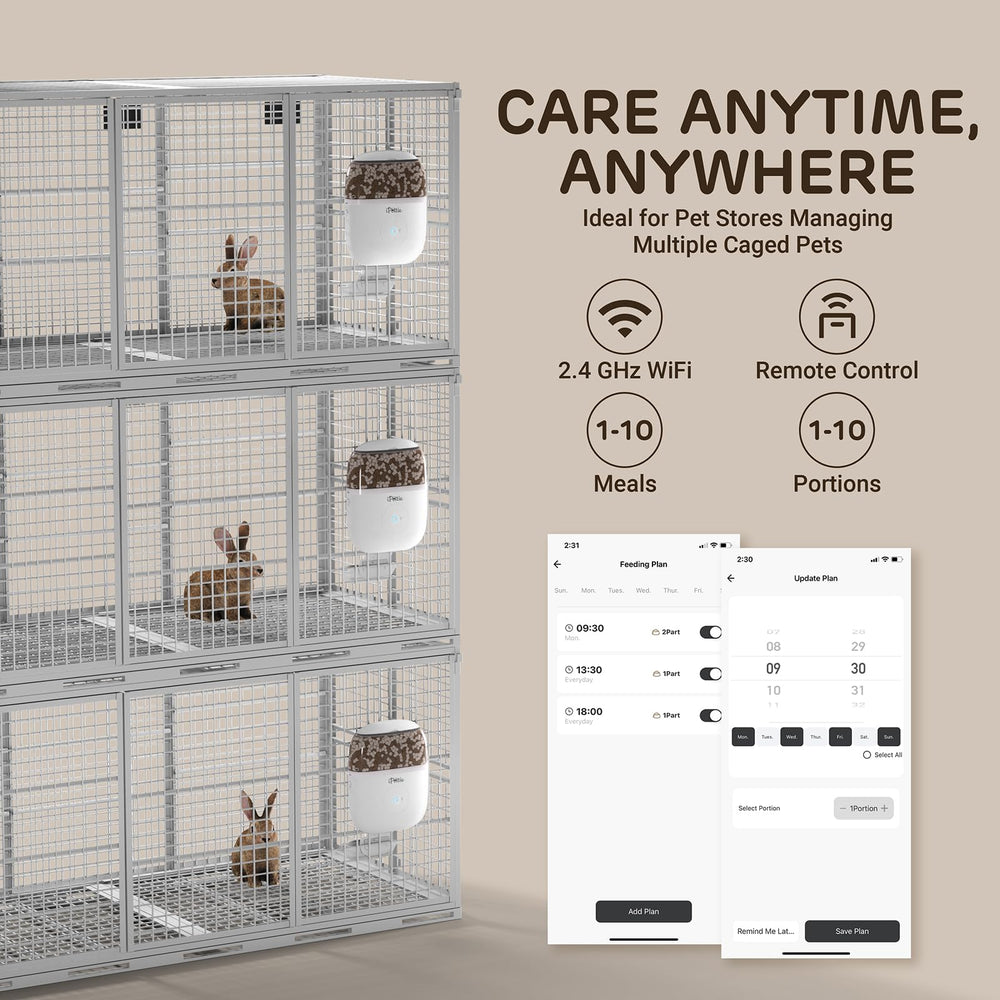 iPettie Smart WiFi Hanging Feeder cage-compatibility close-up ensures secure fit.