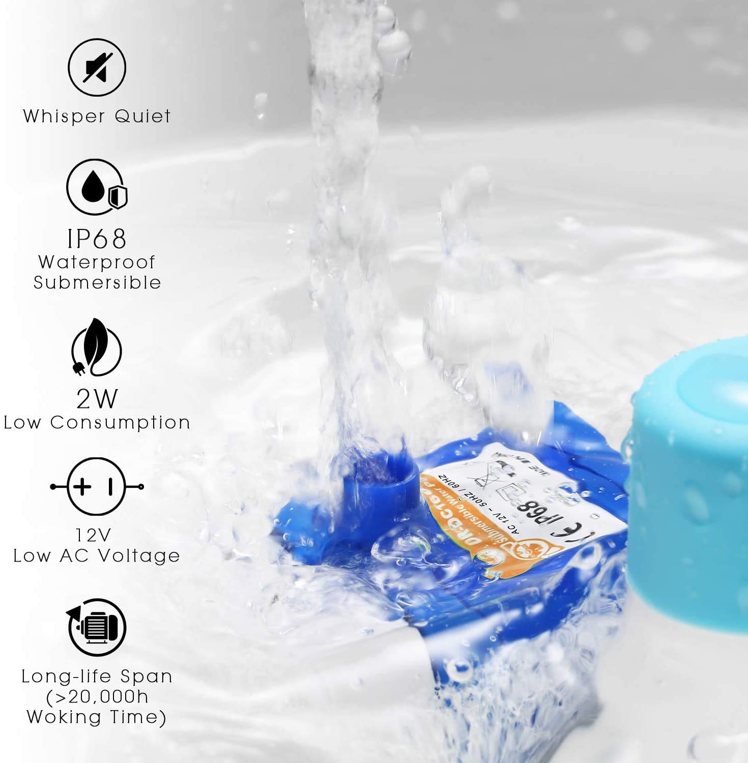 iPettie Tritone ceramic cat water fountain foam filter closeup demonstrates hair-trapping filtration.