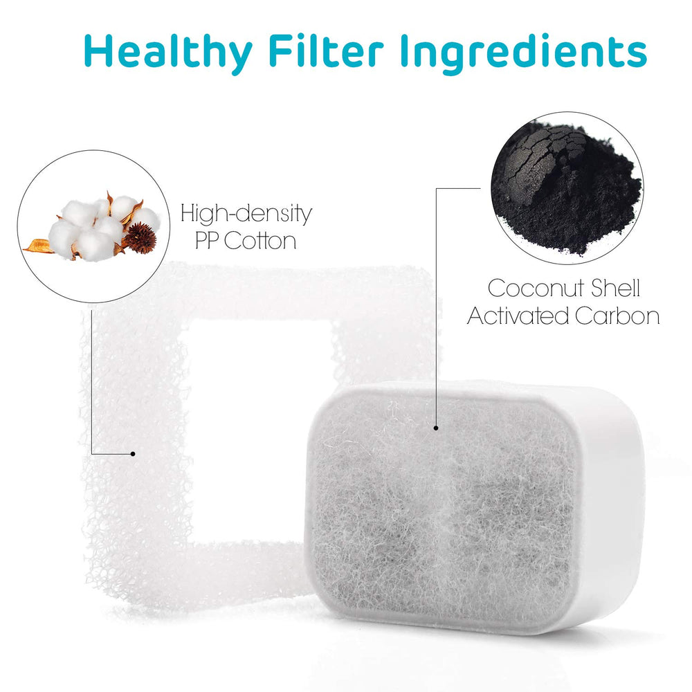 Close up of iPettie carbon filter purifying water for pets