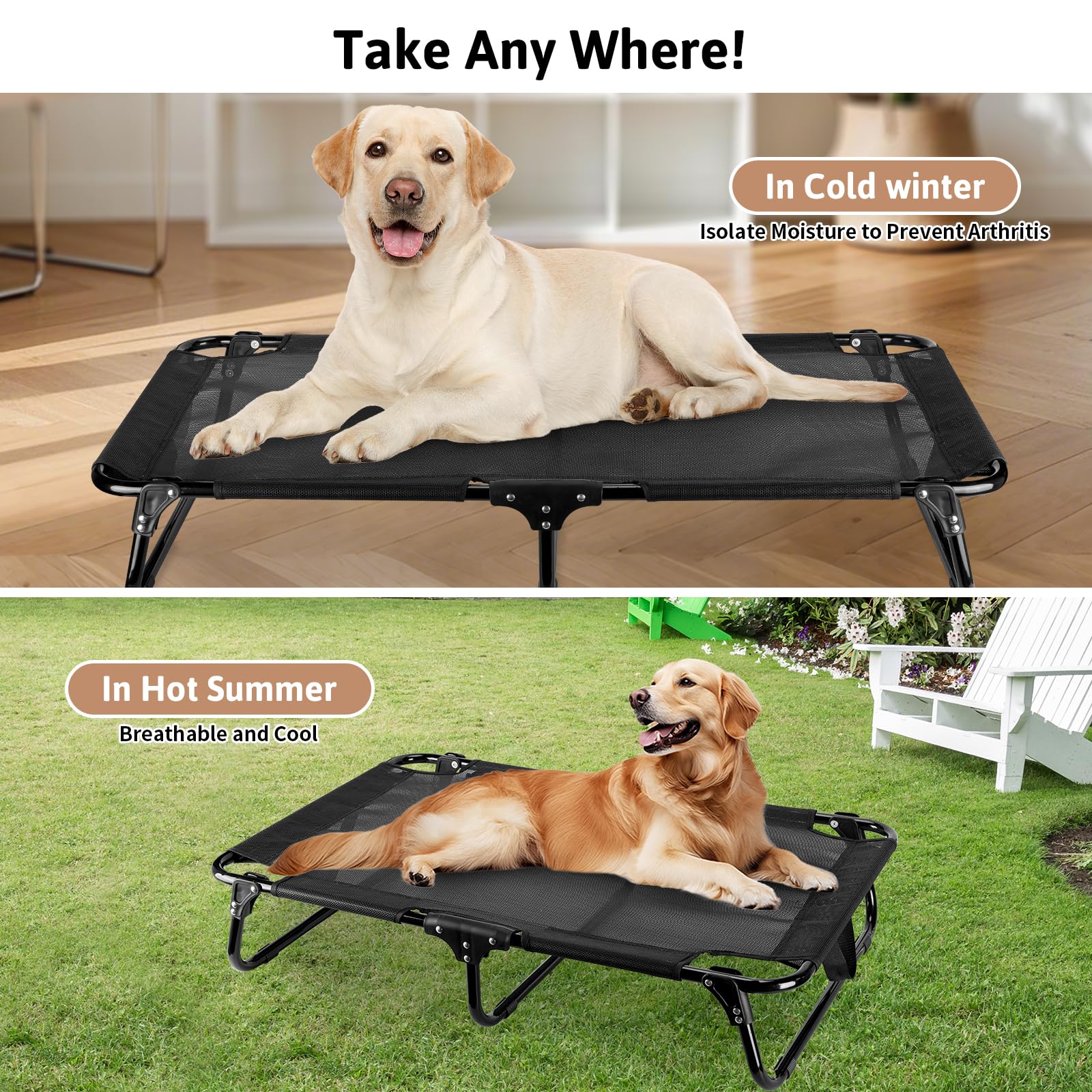 Ipixune bed frame supports up to 200-lb for large dogs