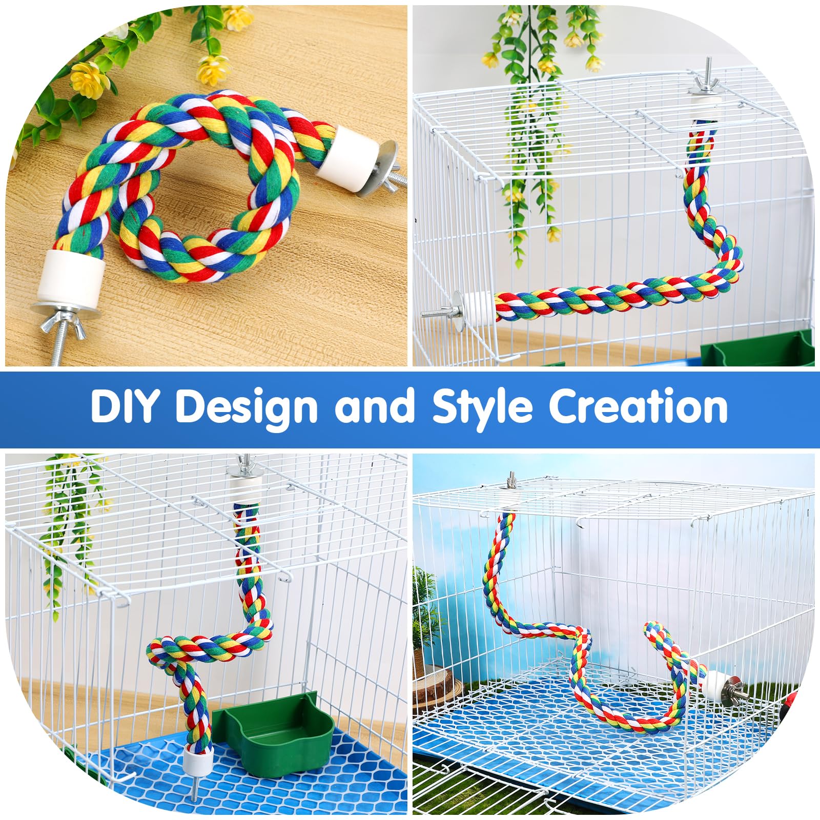 iplusmile diseno espiral cuerda para aves, fomenta juego y ejercicio