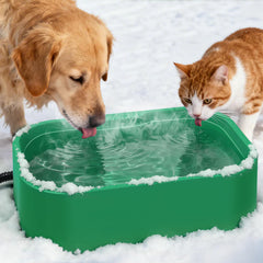 IPOW extra large heated water bowl top view showing ample capacity for multiple pets