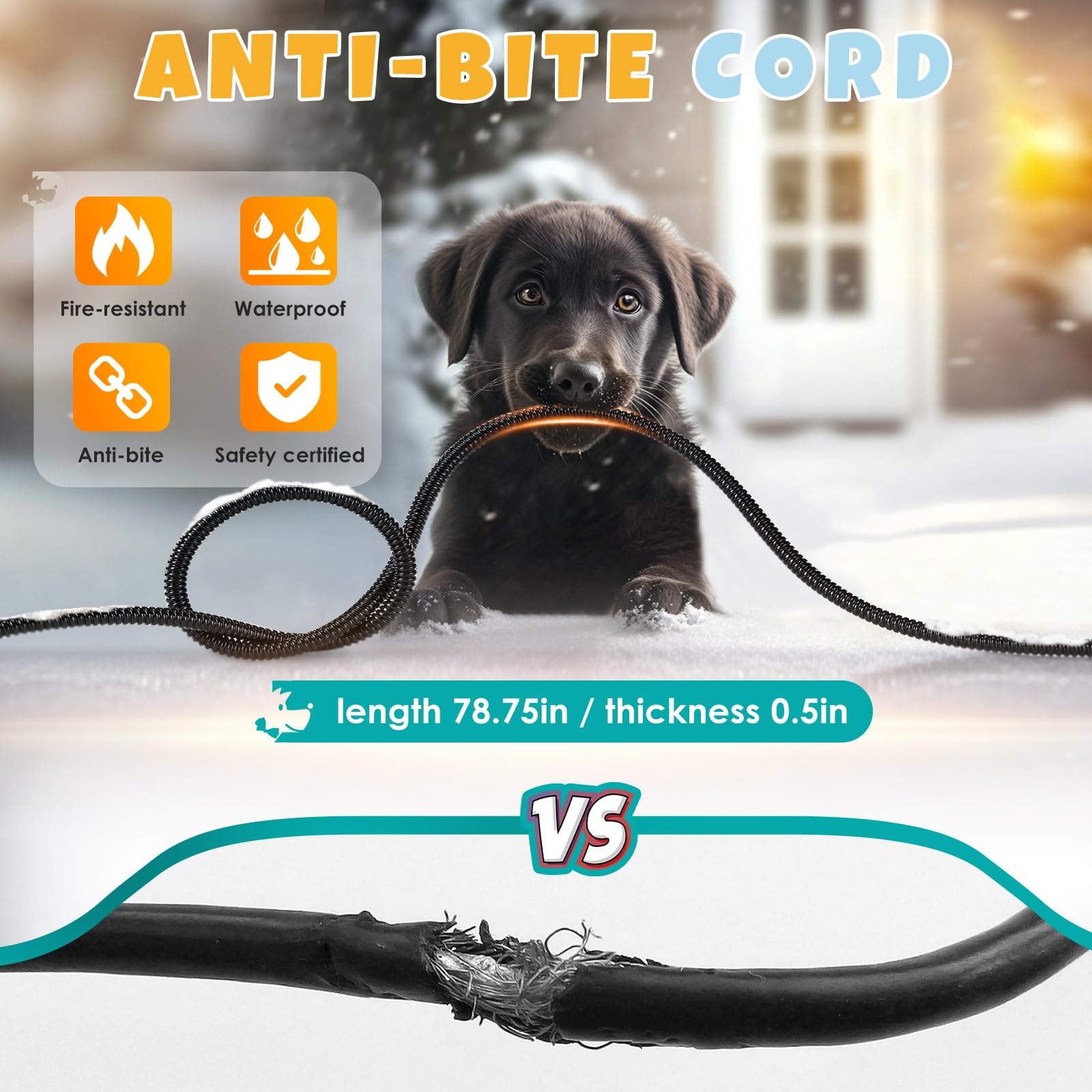 IPOW Pet Heated Bowl features a 200cm waterproof anti-chew cord.