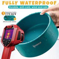 IPOW Pet Heated Bowl BPA-free durable materials for outdoor use.