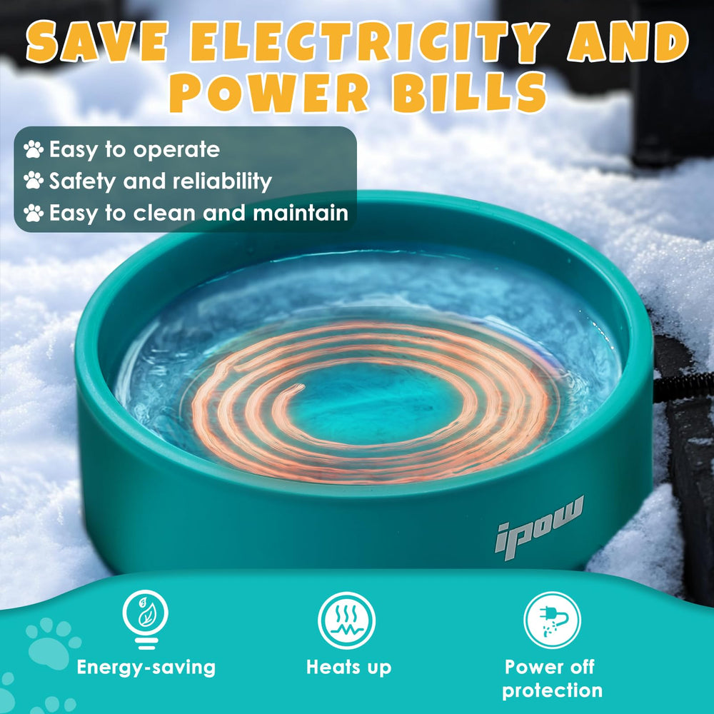 IPOW Pet Heated Bowl designed for outdoor and indoor use in cold weather.