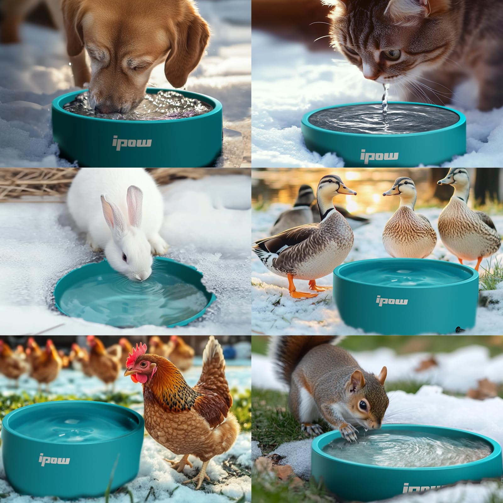 IPOW Pet Heated Bowl with spill-proof design for mess-free hydration.