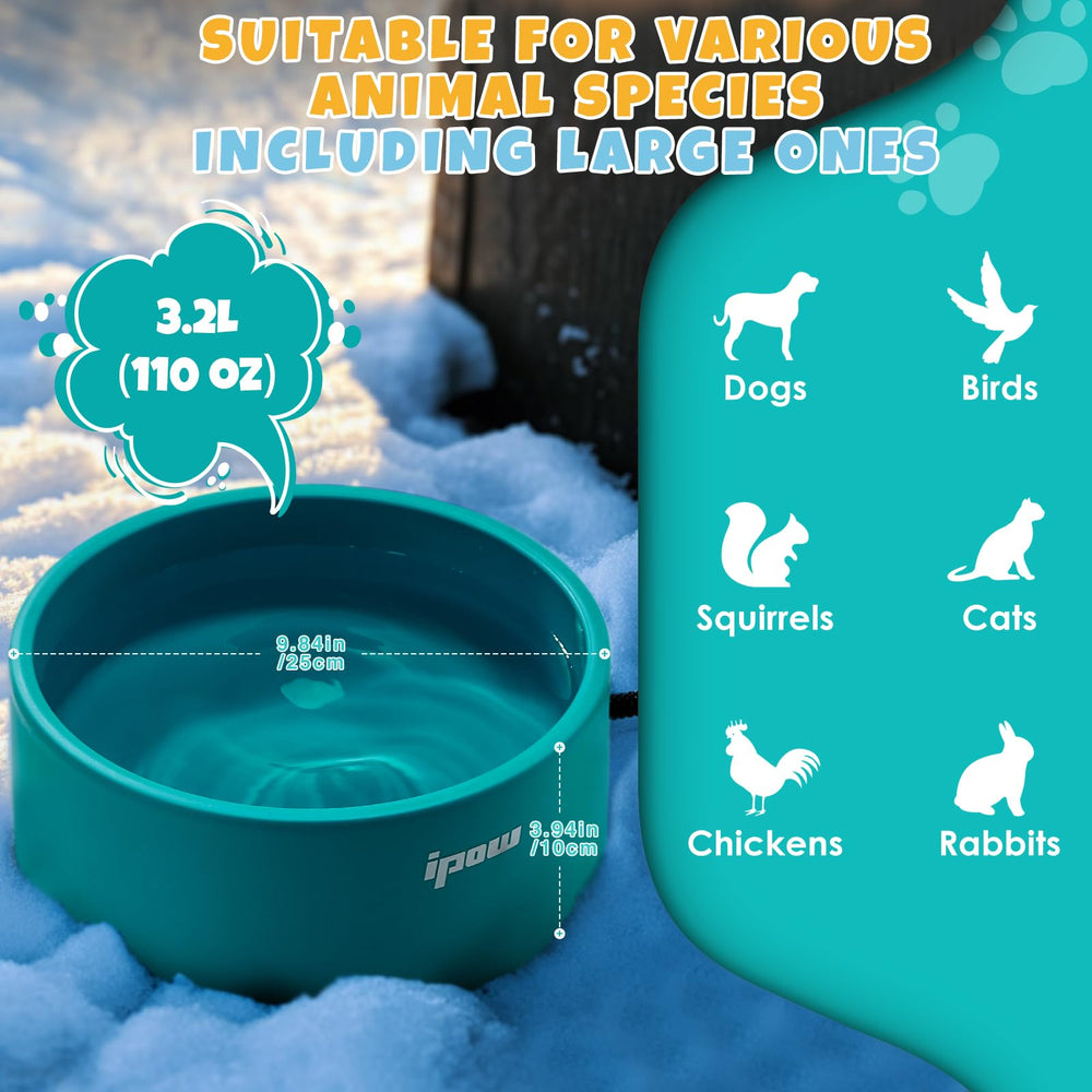 IPOW Pet Heated Bowl keeps water warm at 77-95F for better drinking.