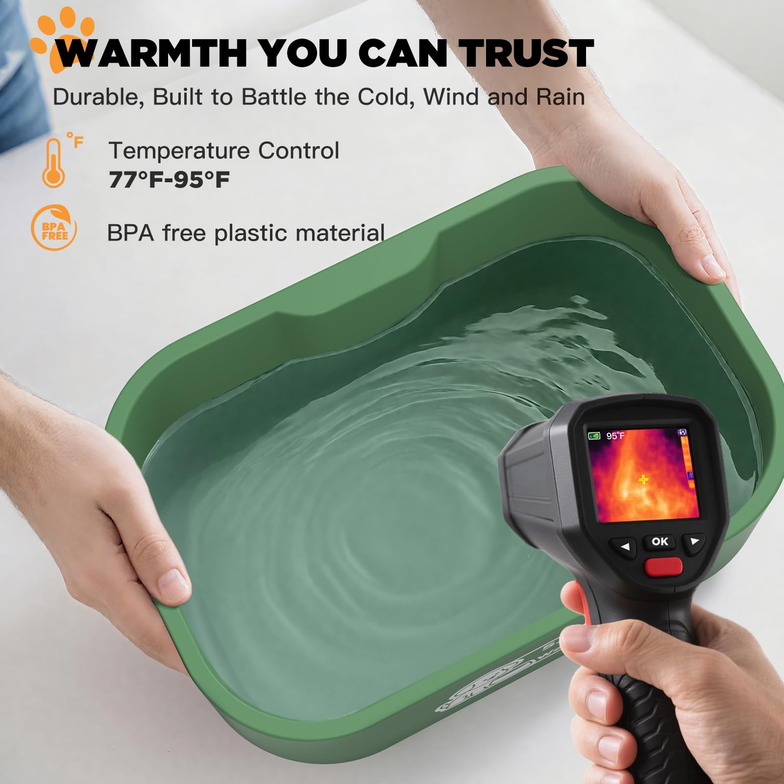 IPOW stable rectangular base prevents tipping on uneven surfaces