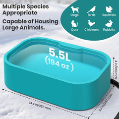 IPOW 5.5L-capacity bowl outdoor setup demonstrates reliable winter hydration for pets
