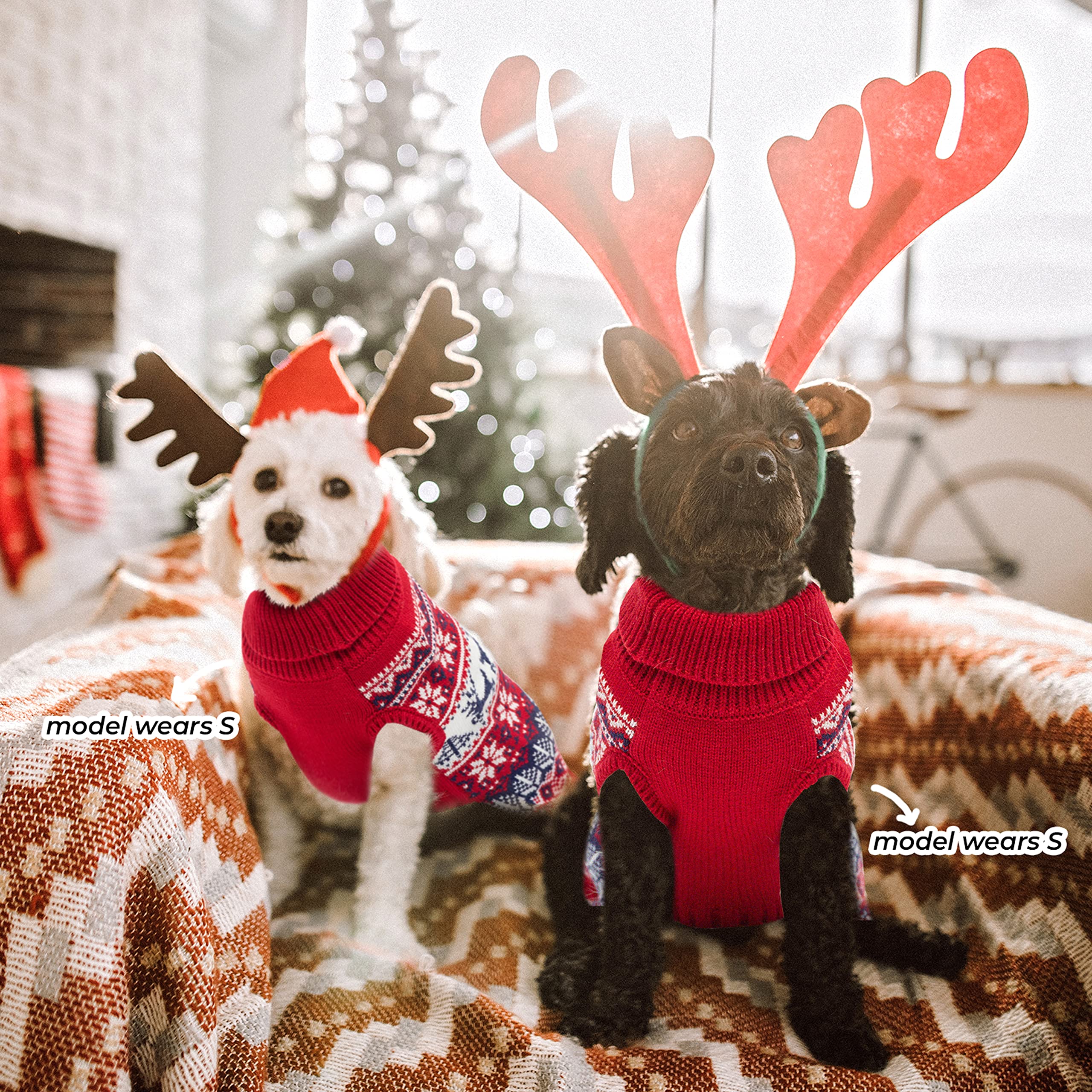 IPRAVOCI Christmas dog sweater elastic edges ensure easy on/off and secure fit.