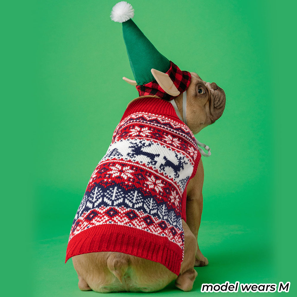 IPRAVOCI Christmas dog sweater size chart highlights accurate neck chest back measurements.