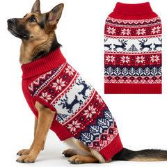 IPRAVOCI Christmas dog sweater snowflake pattern cozy winter warmth for festive walks.