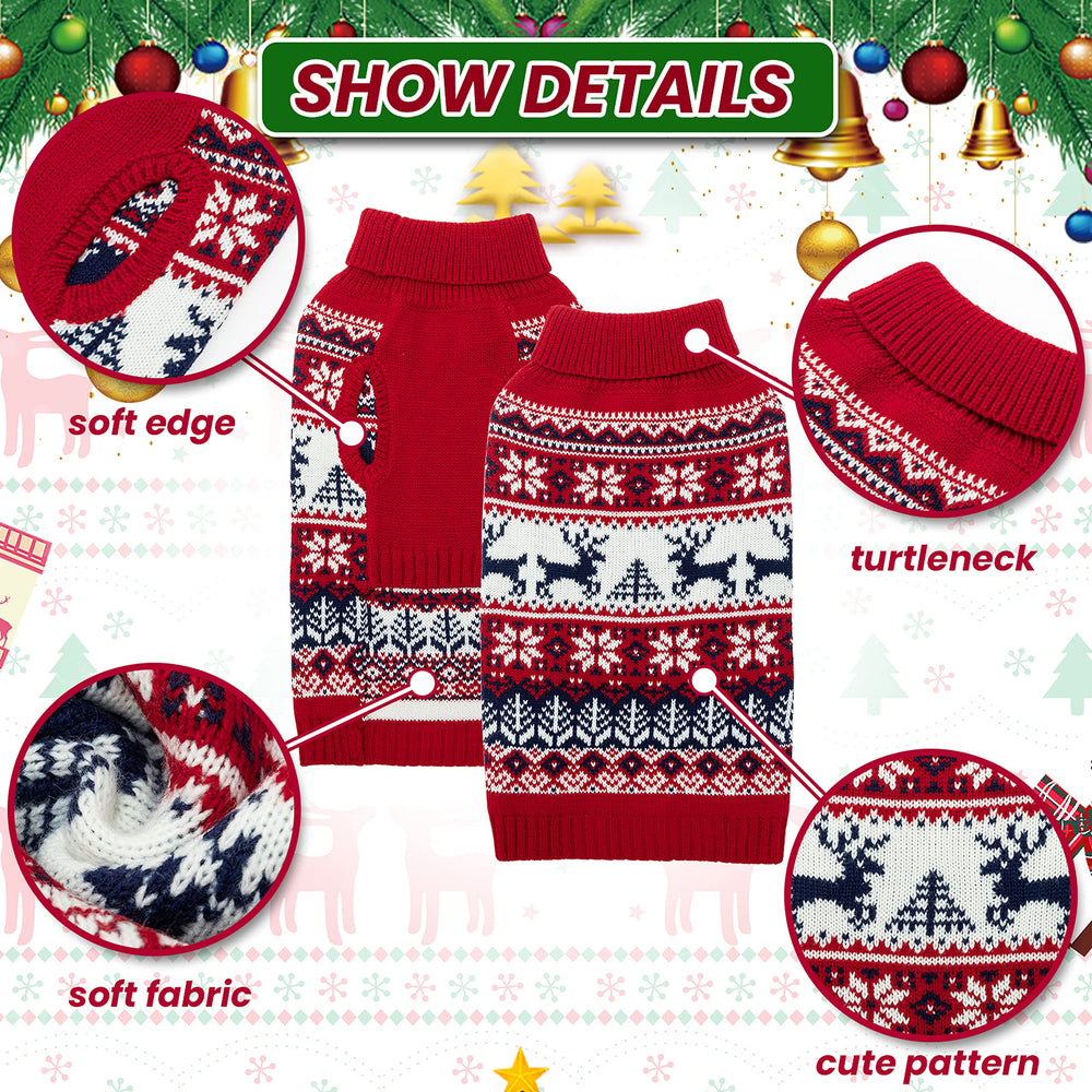 IPRAVOCI Christmas dog sweater turtleneck warm snug seasonal wear.