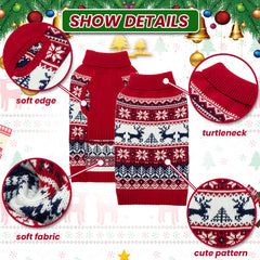 IPRAVOCI Christmas dog sweater turtleneck warm snug seasonal wear.