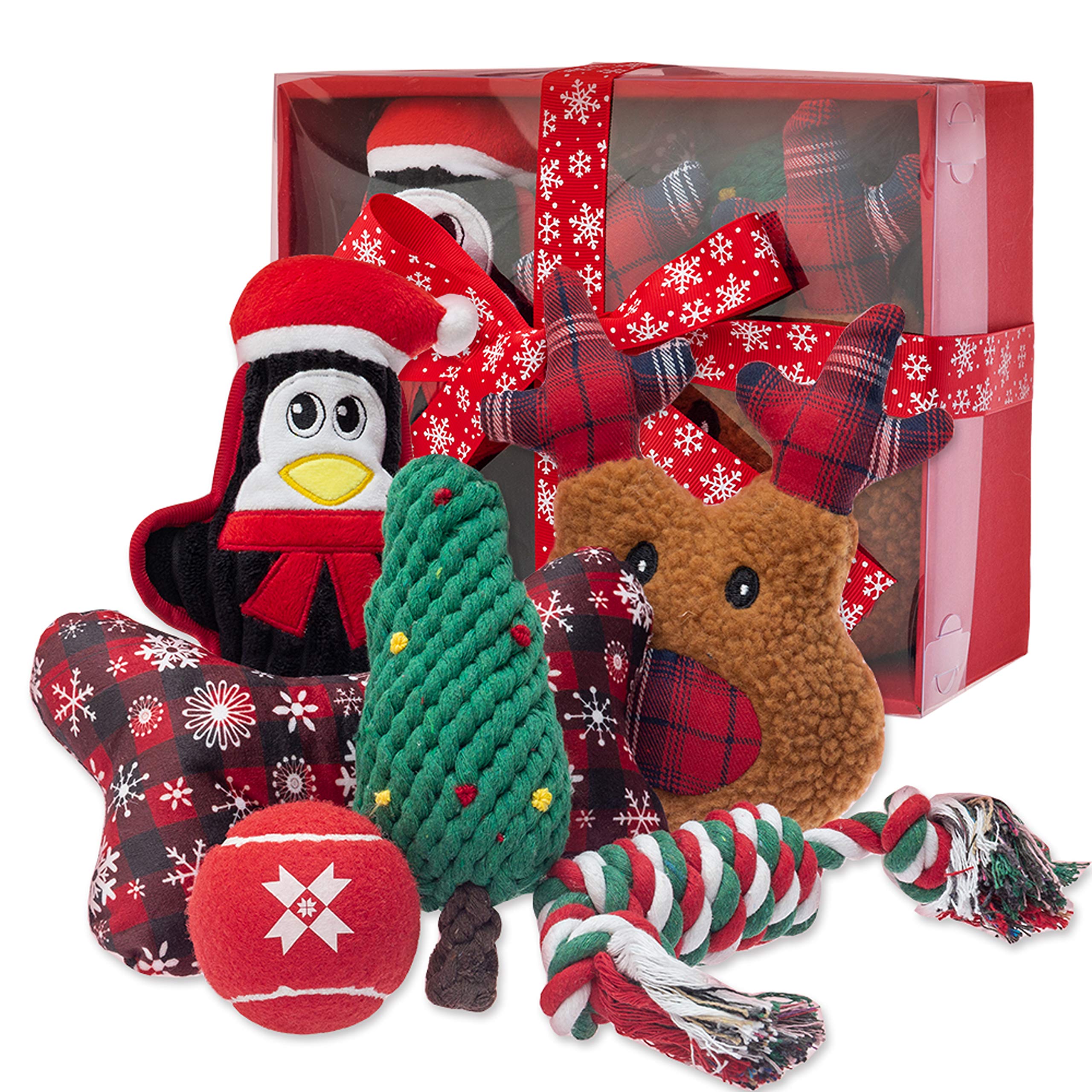 IPRAVOCI Christmas dog toys 6-pack box for versatile interactive play and boredom relief.