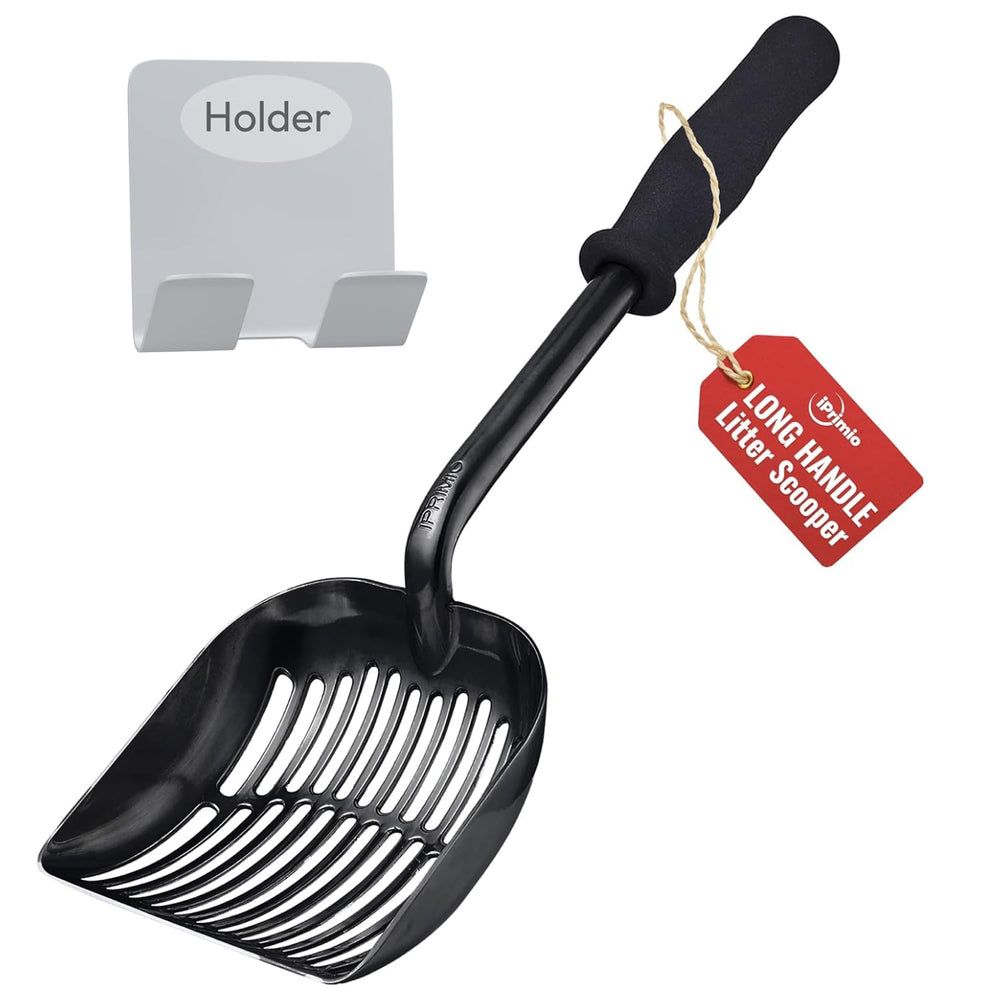iPrimio Monster litter scooper long handle enables easy reach for deep scooping