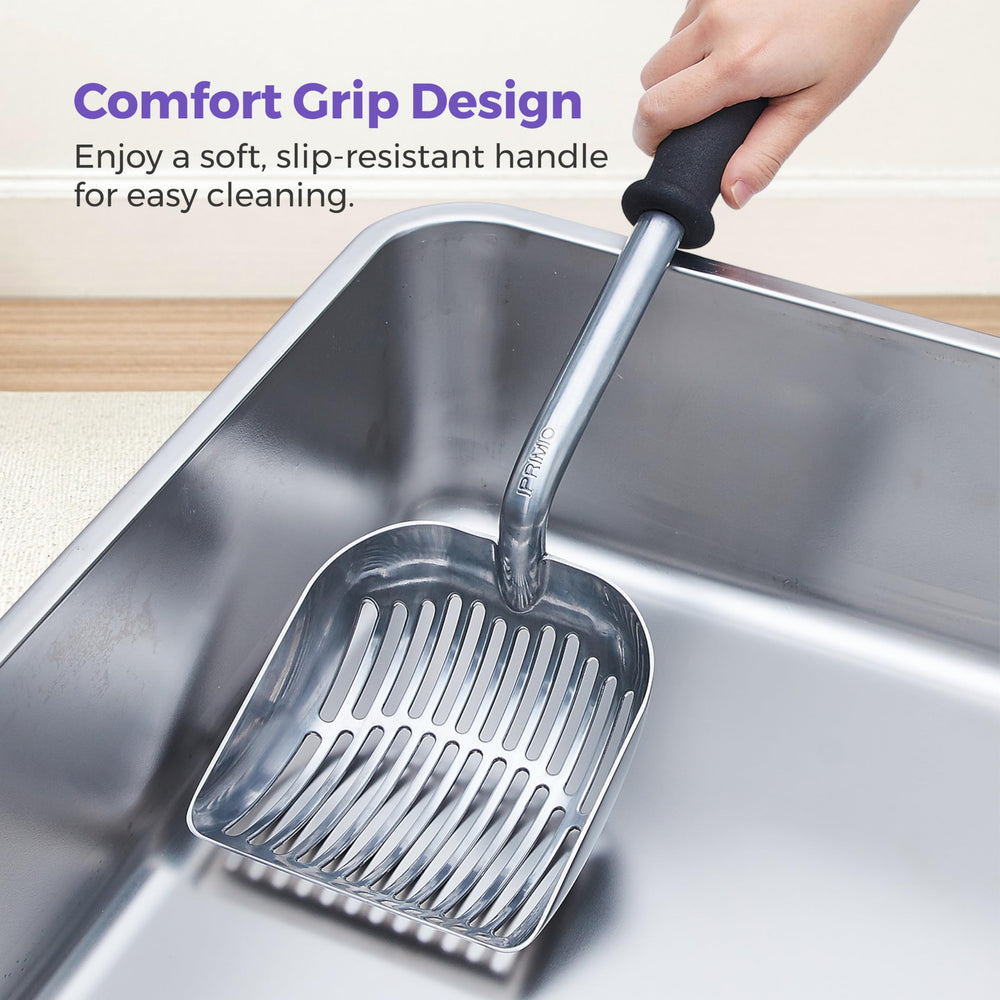 iPrimio Monster Metal Cat Litter Scoop deep shovel quickly handles large clumps.