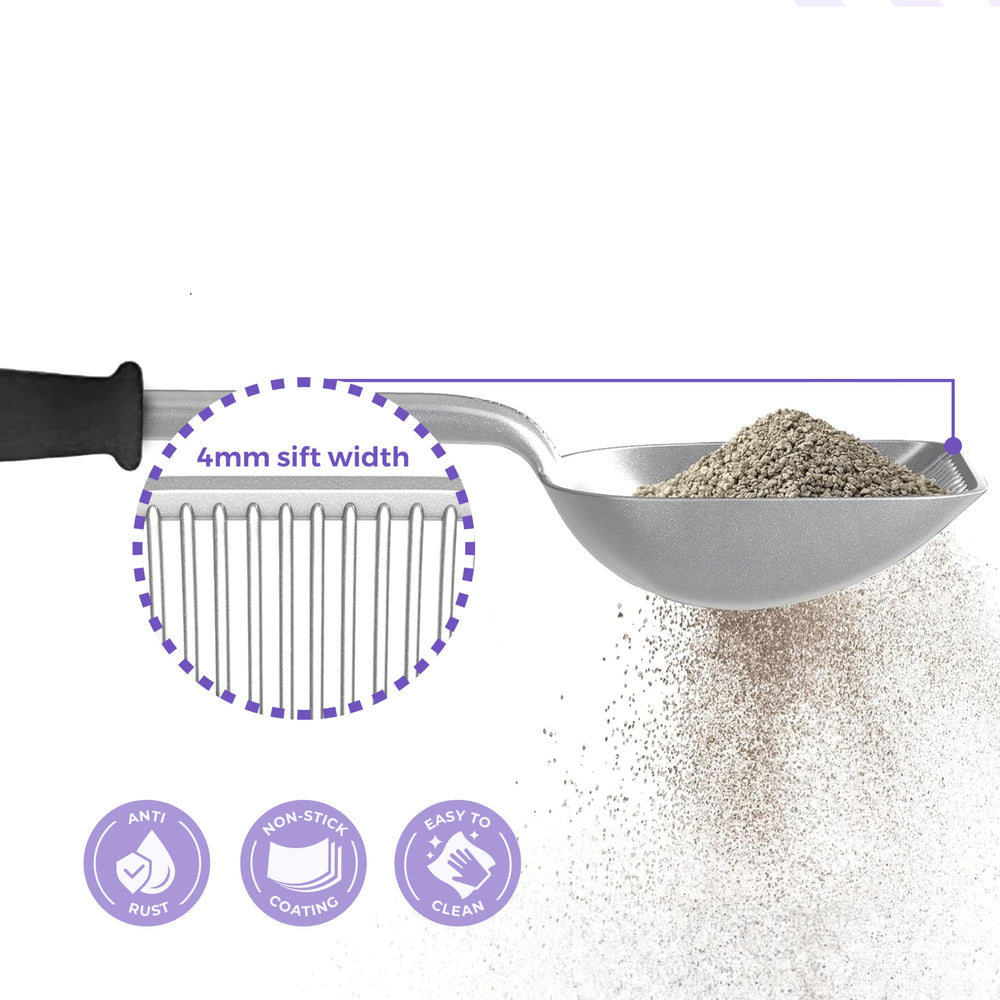 iPrimio Monster Metal Cat Litter Scoop wall mount hanger enables tidy storage.