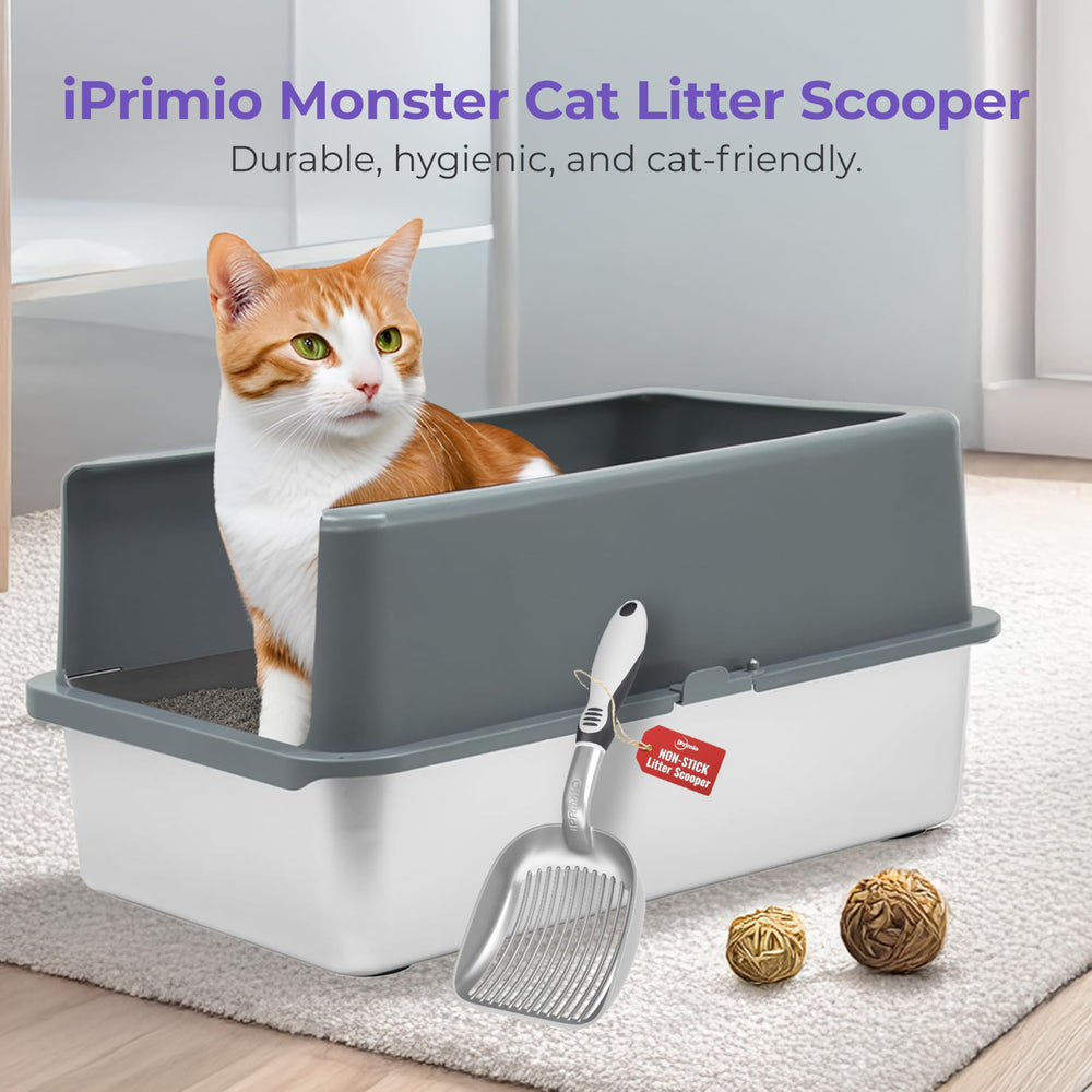 iPrimio non-stick aluminum scoop with reinforced front edge for durable litter removal