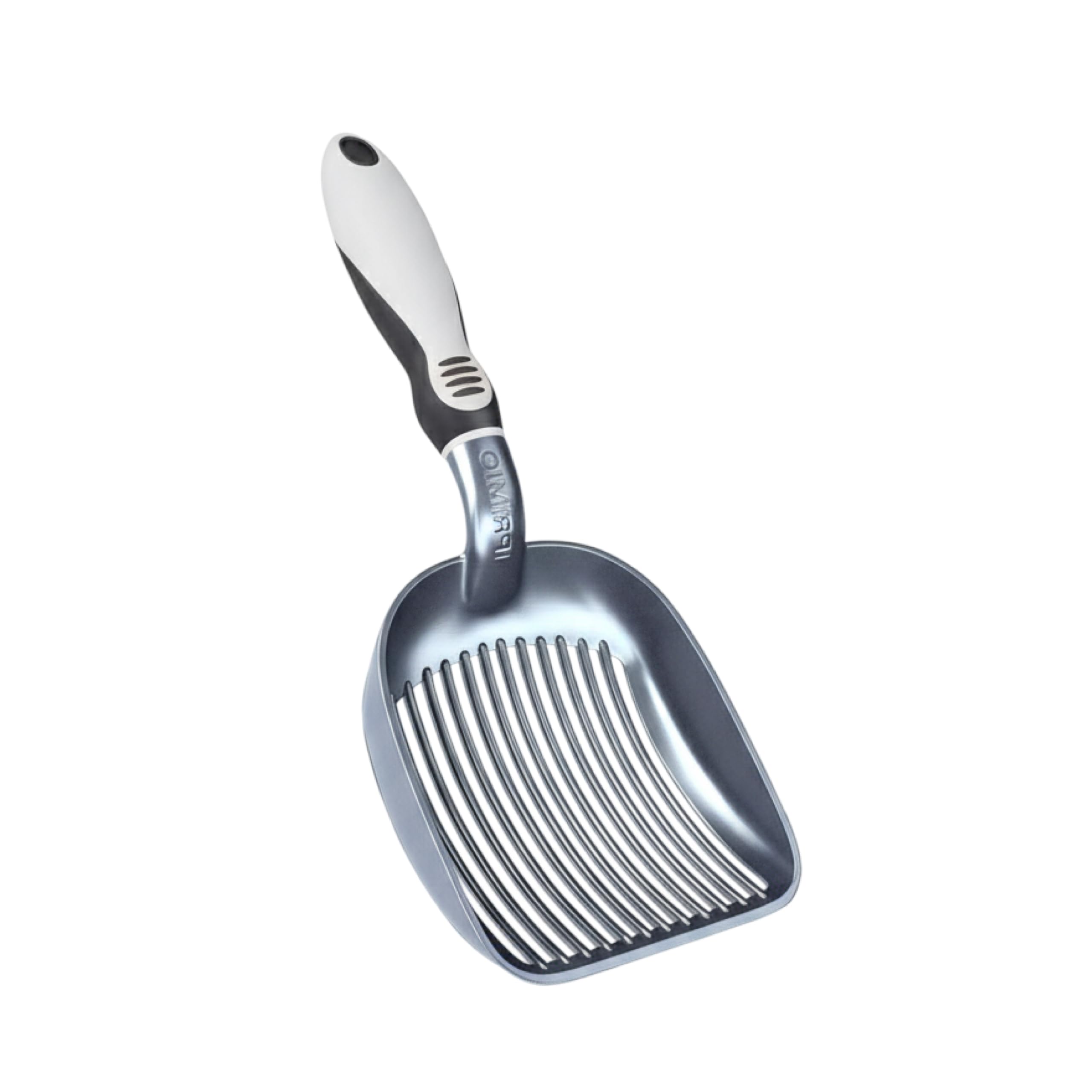 iPrimio sifter and deep-shovel cat litter scoop angled view for quick, clean scoops