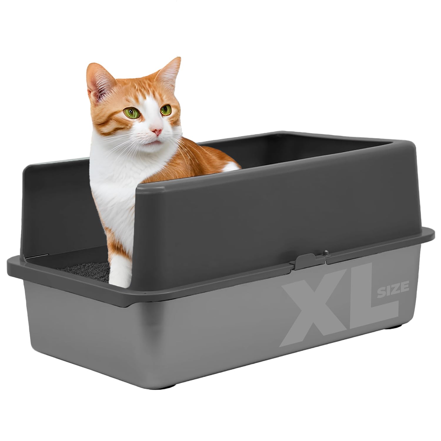 iPrimio XL stainless steel lid shown for odor control and quick scooping