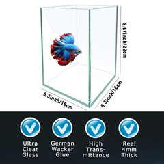 ipriro ultra white glass betta tank side-view highlights clean lines and 4mm glass