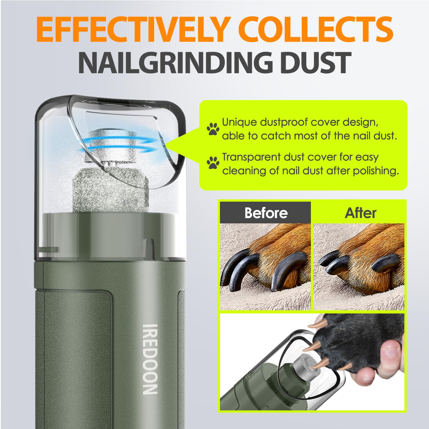 IREDOON nail grinder offers 3 speeds and ports for different nail sizes.