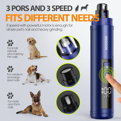 Iredo on dog nail grinder low-noise operation reduces pet anxiety.