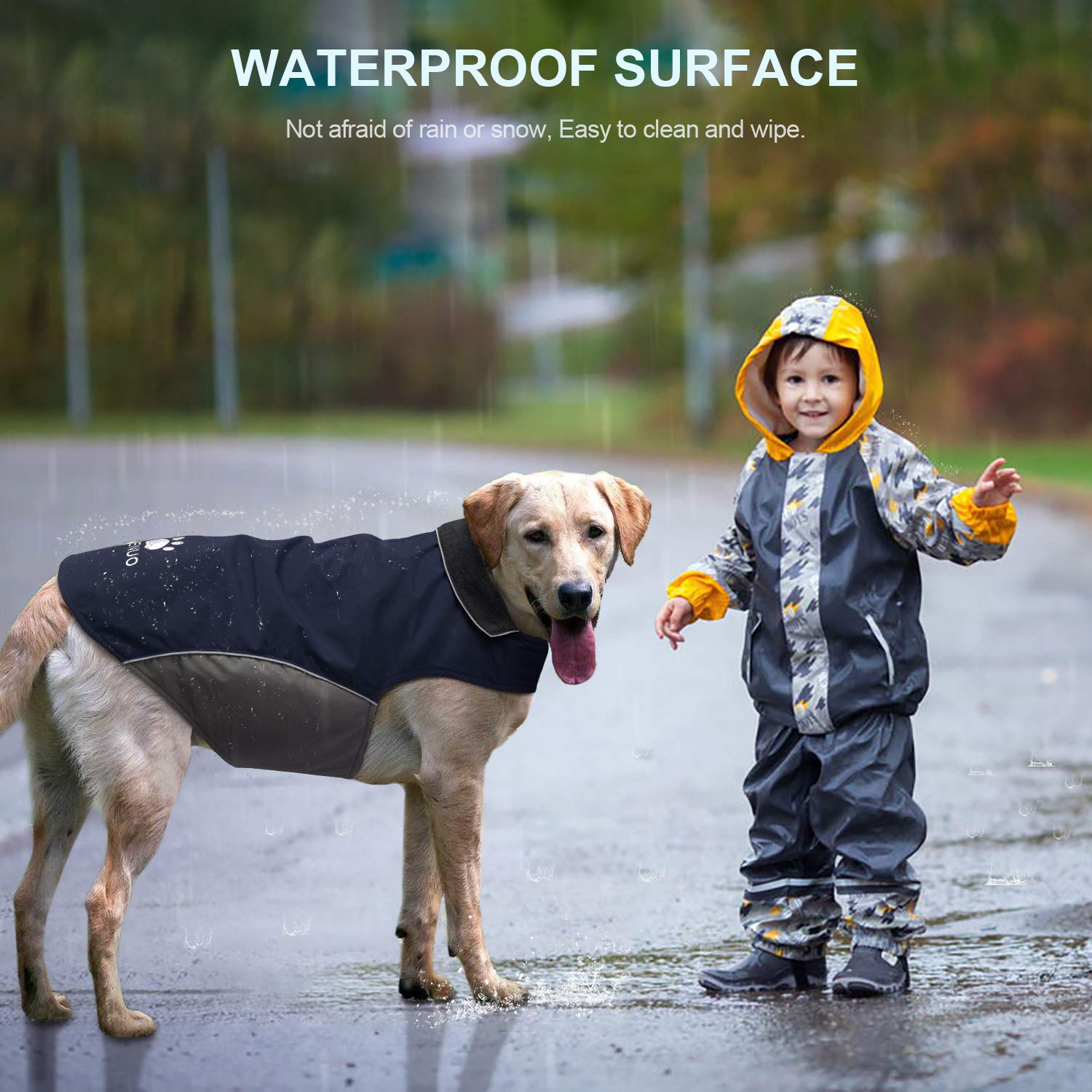 IREENUO blue raincoat demonstrating adjustable fit for secure wear