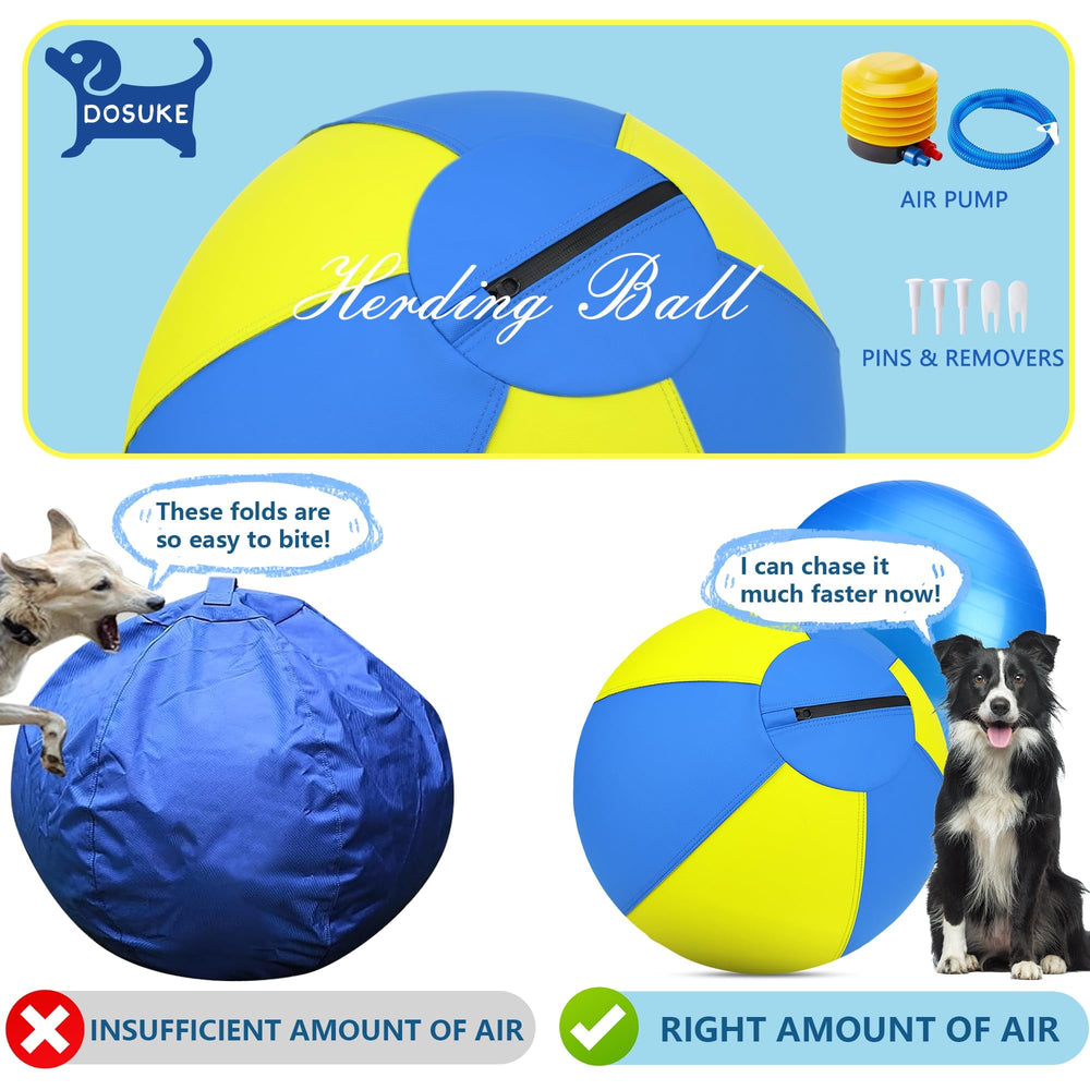 Irondance Herding Ball blue-yellow contrast enhances visibility during training.