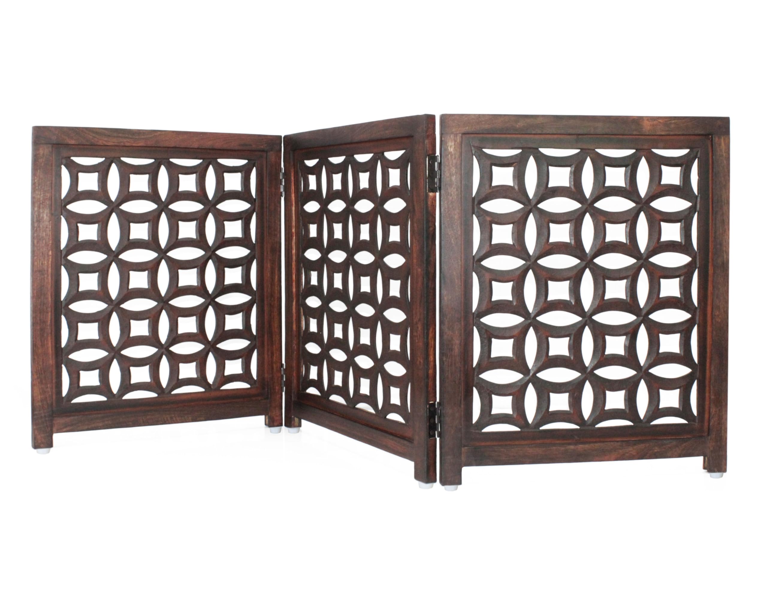 IRONGATE wooden foldable pet gate panel assembly showcases sturdy tri-fold construction for versatile openings.