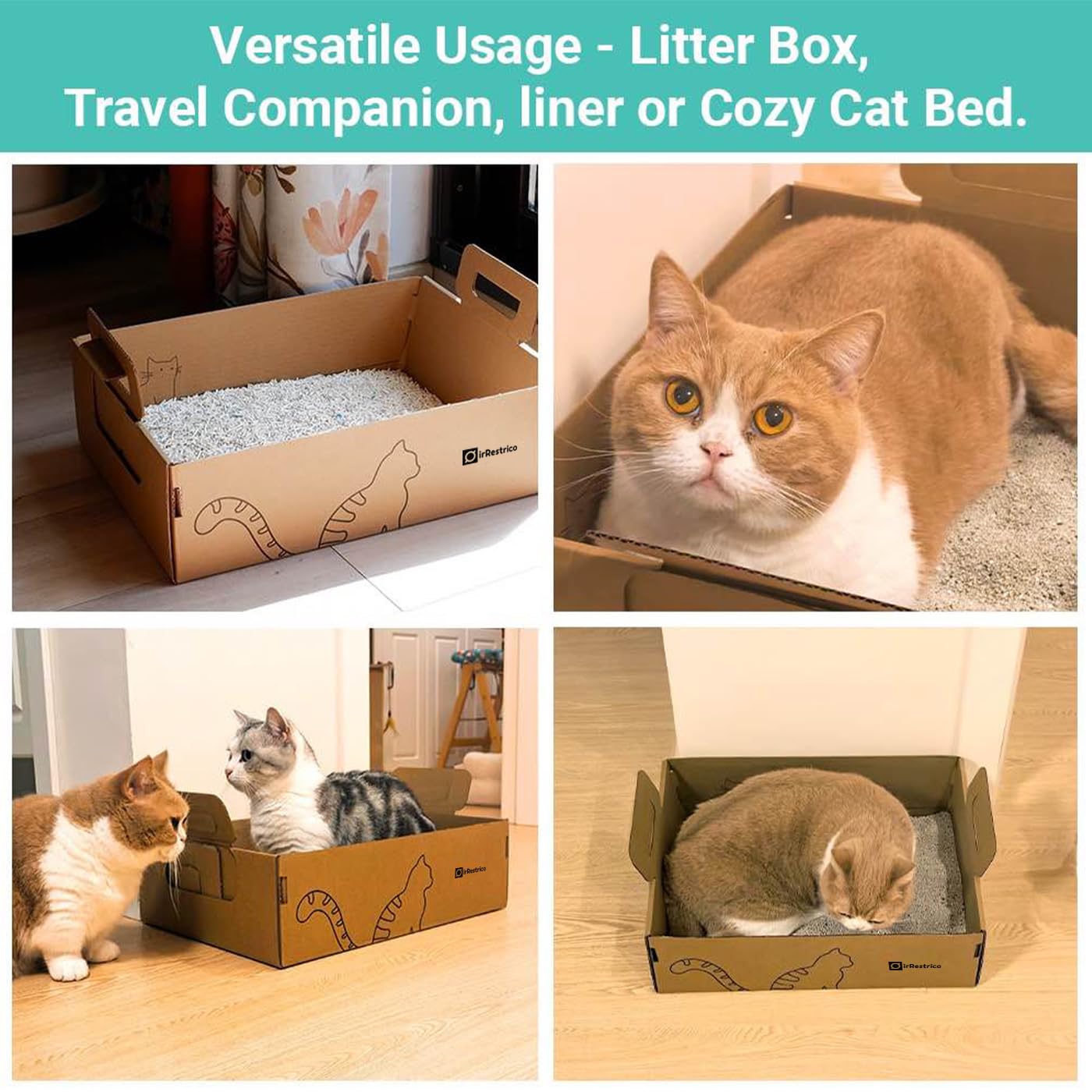 IRRESTRICO travel litter box car travel use highlights portable, private space.