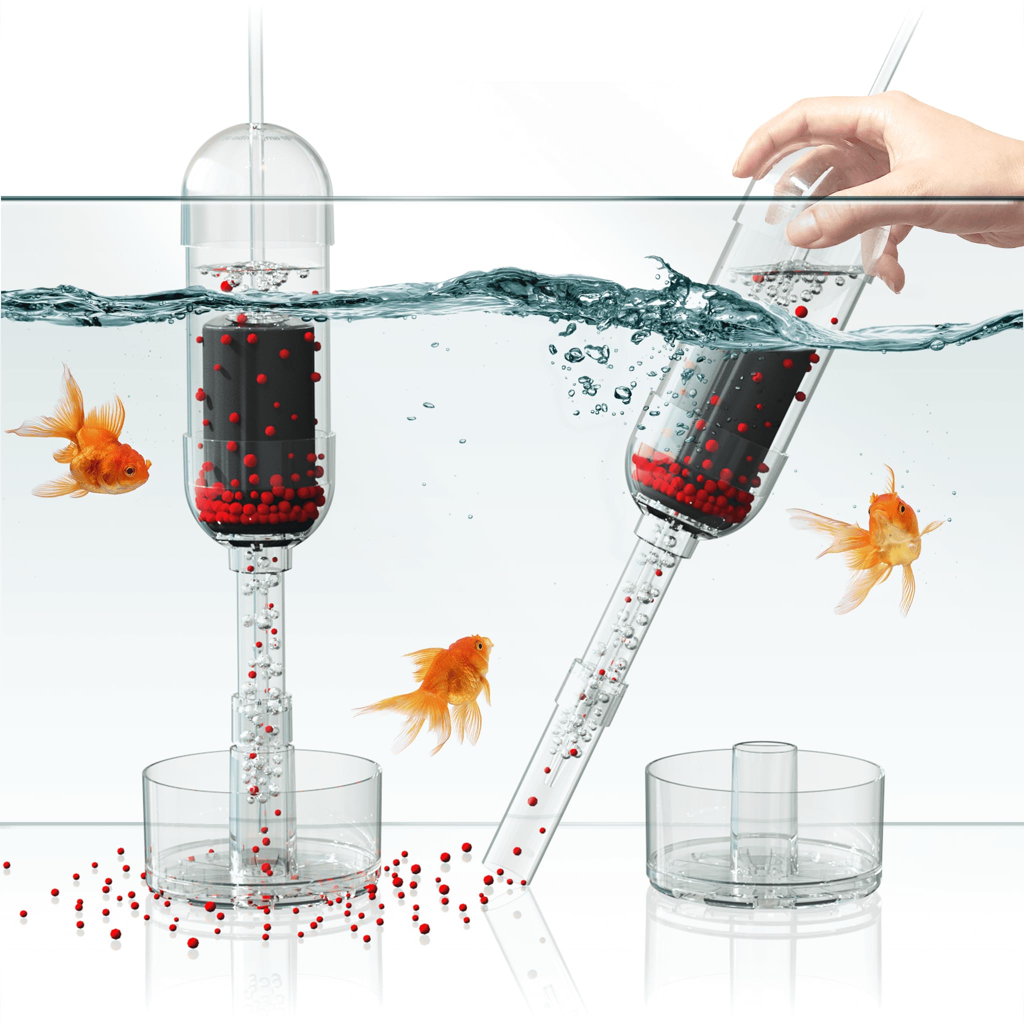 IRUZIO Aquarium Cleaner Medium front view enables space-saving tank cleanup.