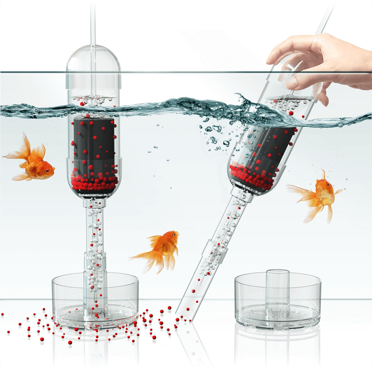 IRUZIO Aquarium Cleaner Medium front view enables space-saving tank cleanup.
