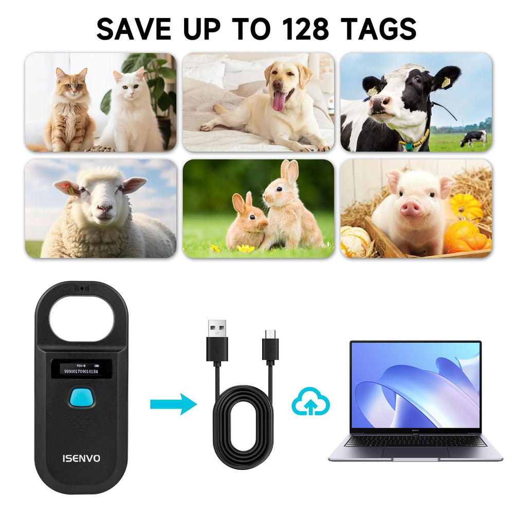ISENVO Pet Microchip Scanner USB charging keeps you ready during field use