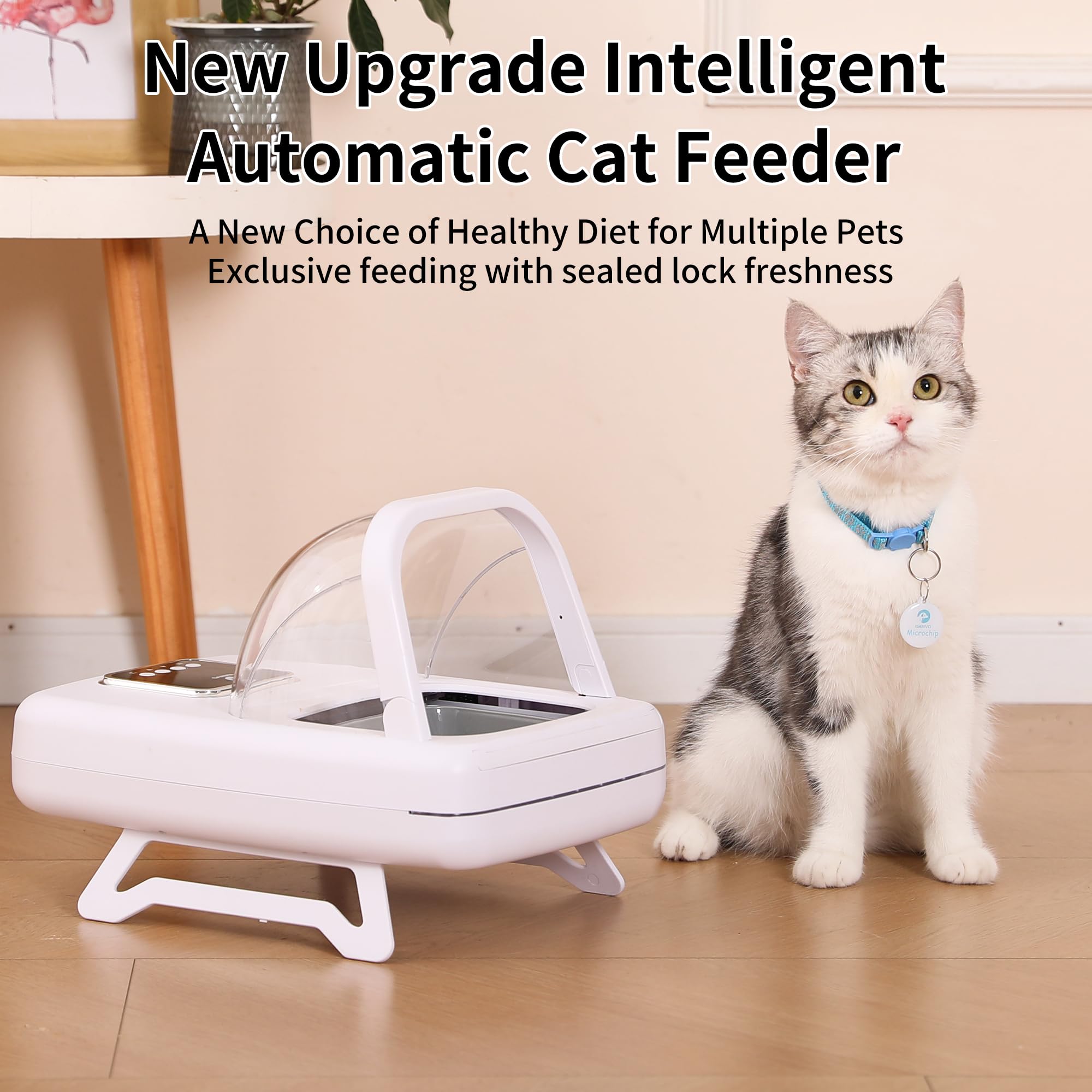 ISENVO RFID collar tag recognition close-up enabling pet-specific feeding.