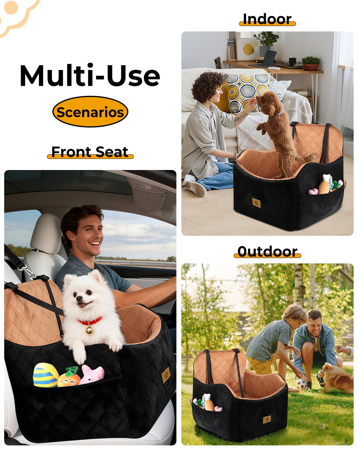 Ishineon dog car seat detachable-washable cover displayed for simple cleaning after adventures.