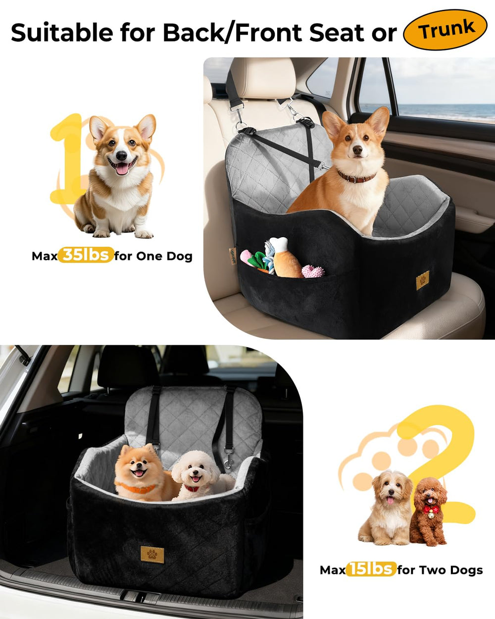 Ishineon dog car seat easy-installation simplifies setup in any vehicle