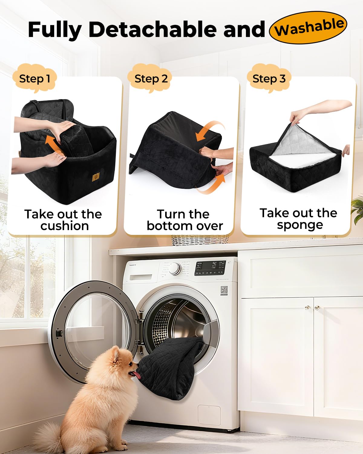 Ishineon dog car seat doubles as a cozy home bed for naps.