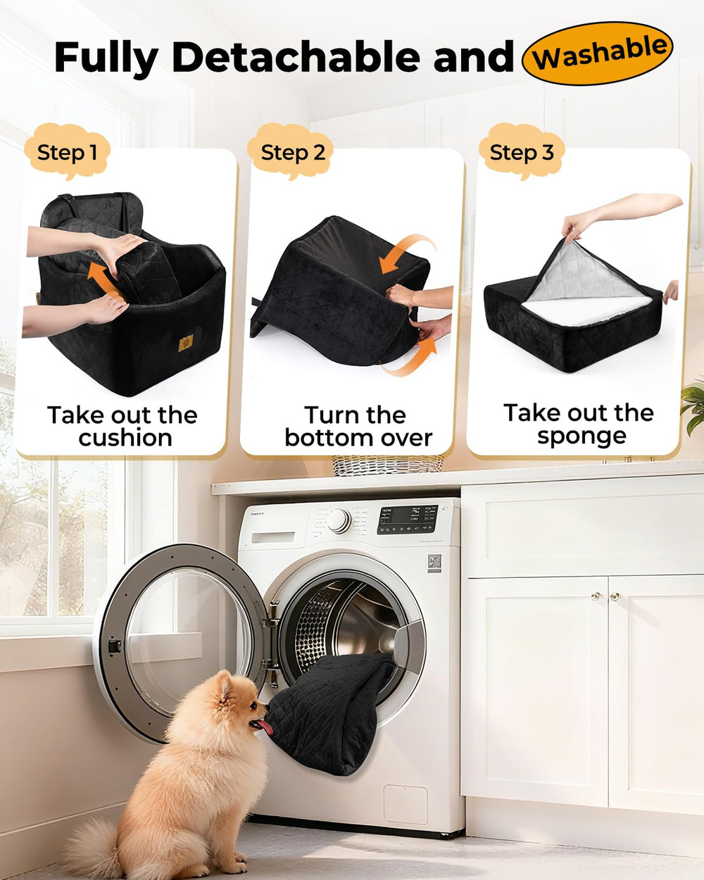 Ishineon dog car seat doubles as a cozy home bed for naps.