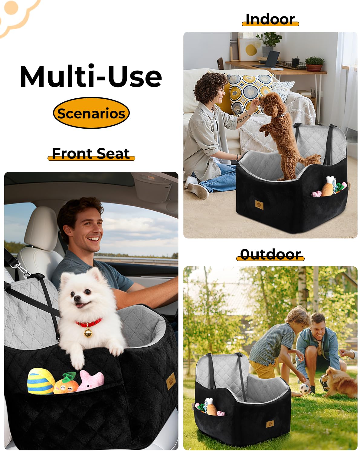 Ishineon dog car seat storage-pockets keep toys and treats handy