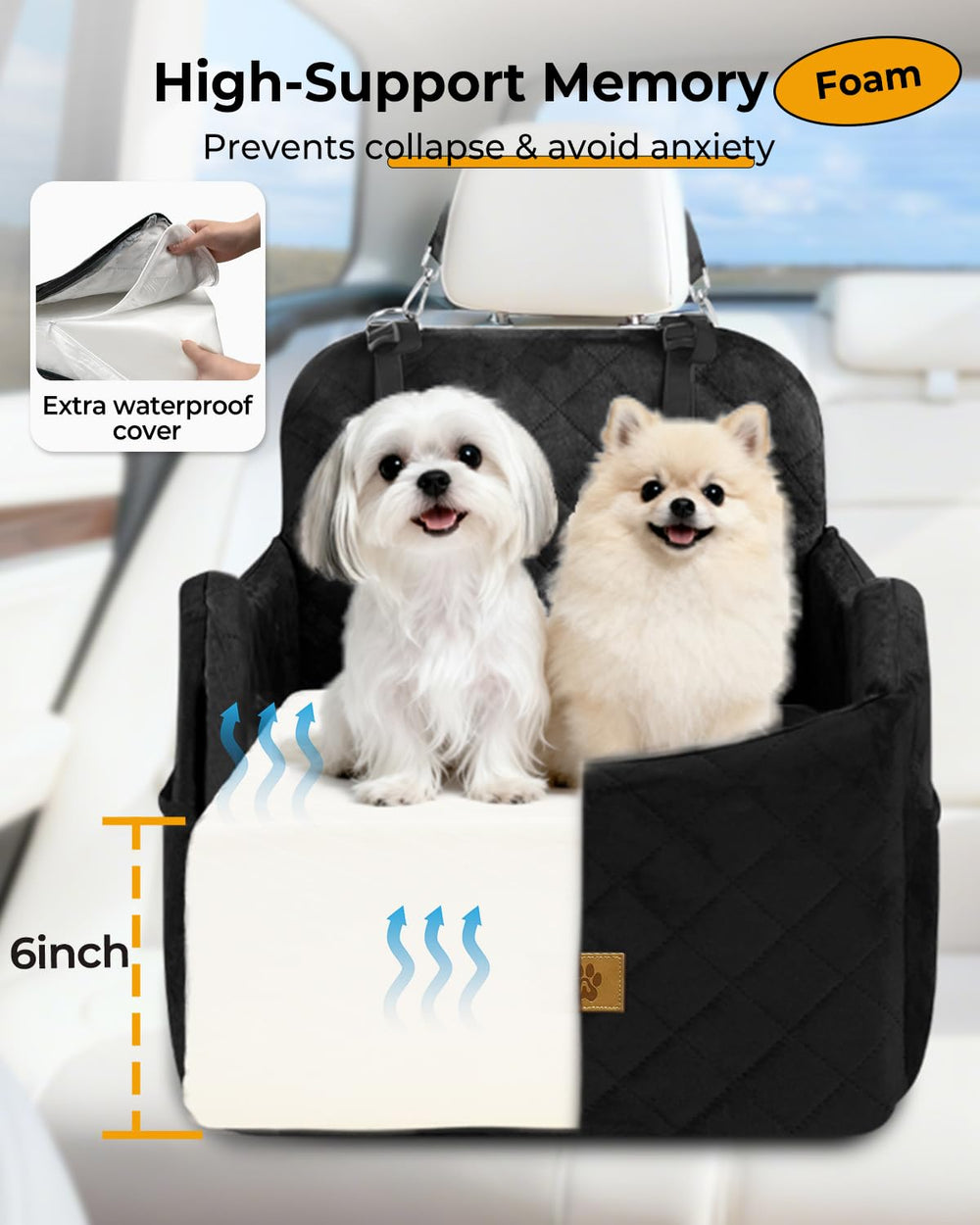 Ishineon dog car seat waterproof cover protects the cushion during trips.