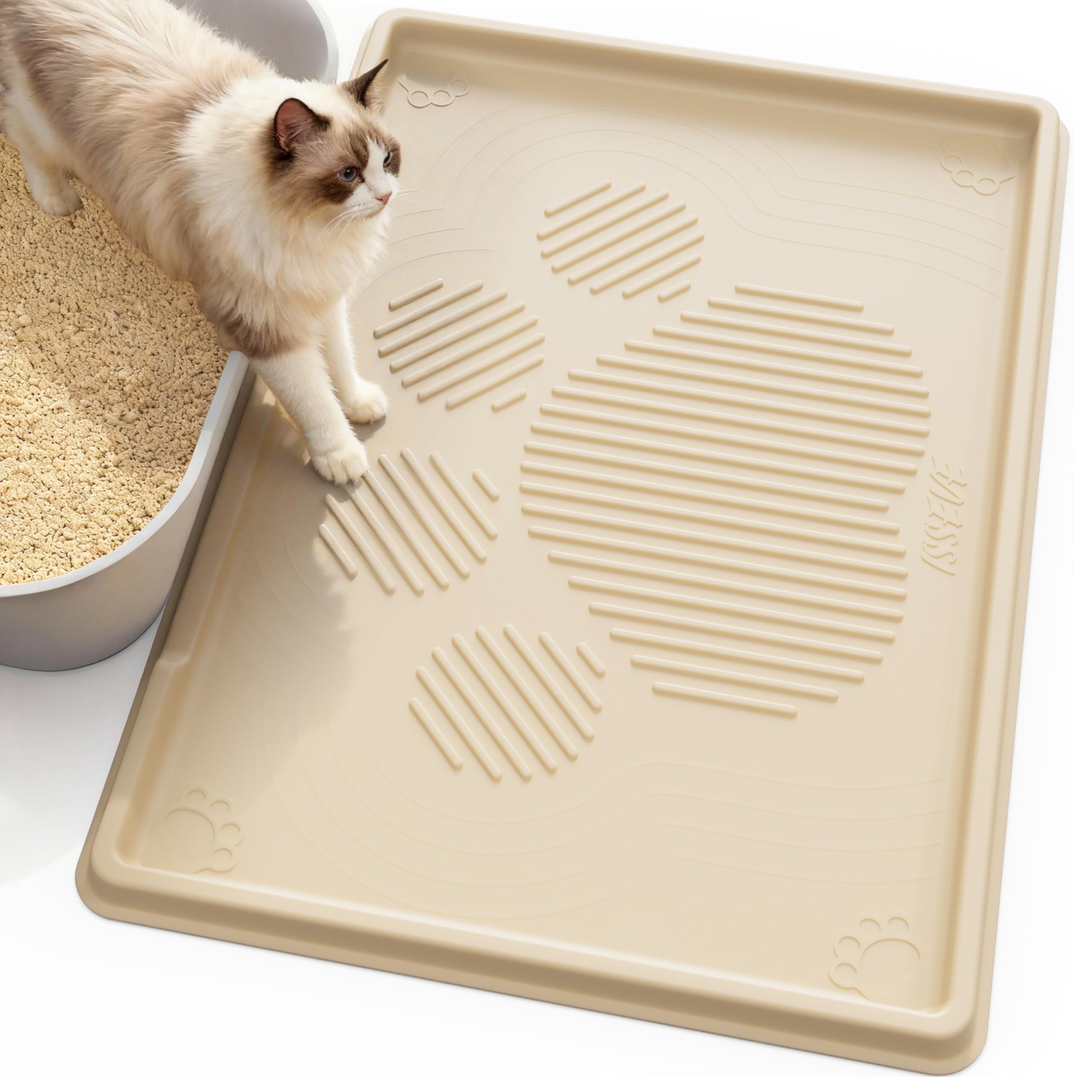 ISSEVE cat litter mat 40x28 XL full view showing large containment surface.