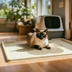 ISSEVE cat litter mat raised edge design traps spills at the litter box.
