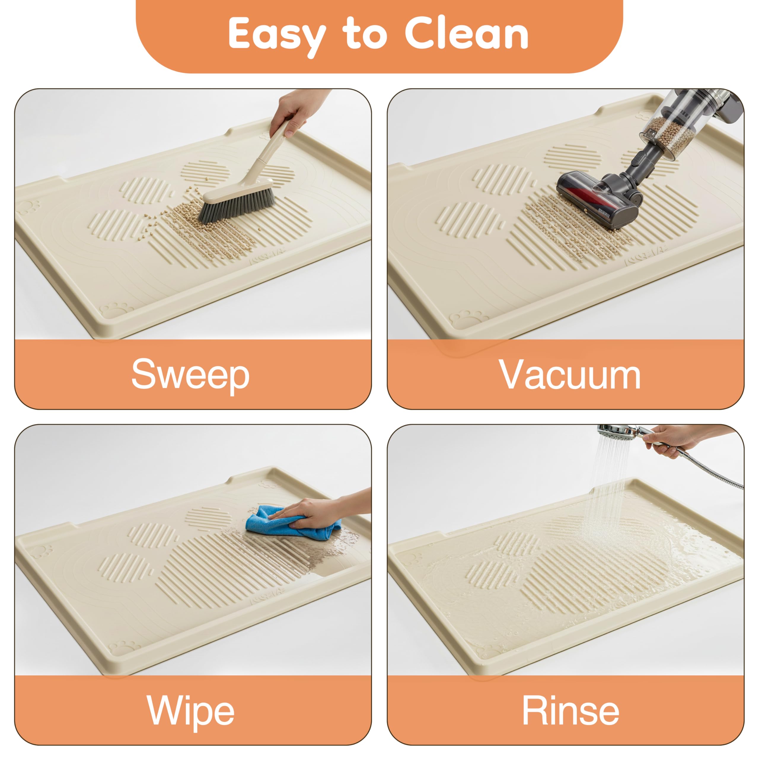 ISSEVE beige litter mat blends with home decor while protecting floors.