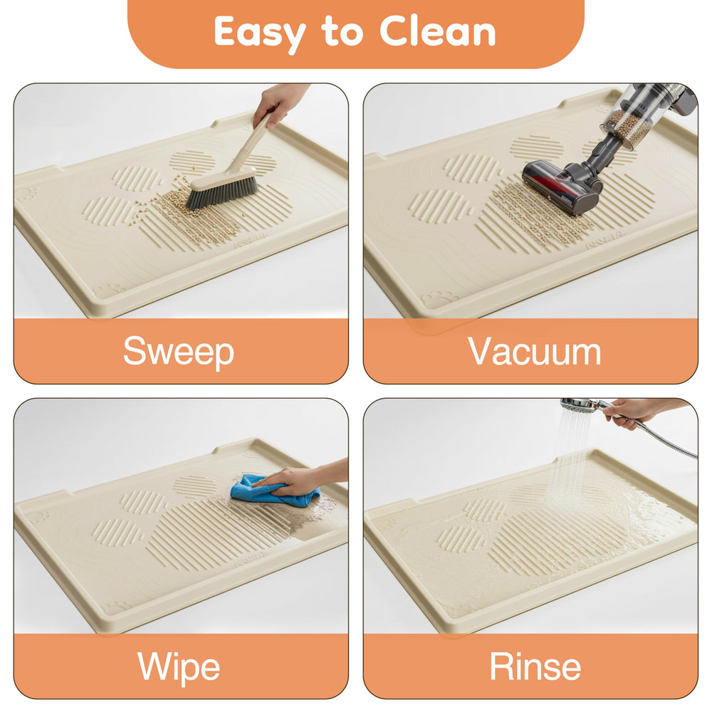 ISSEVE beige litter mat blends with home decor while protecting floors.