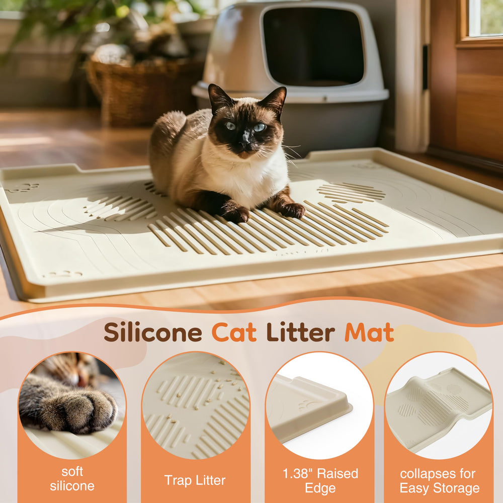 ISSEVE extra-large mat fits multi-cat households.